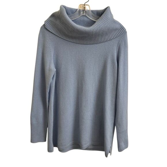 Talbots Pure Cashmere Cowlneck Sweater Light Blue Size Medium - Picture 1 of 5